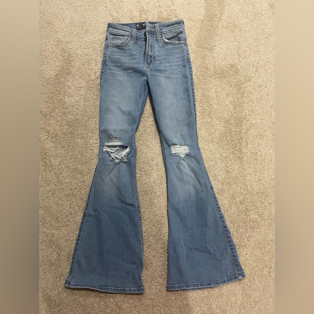 Hollister Light Blue Distressed Flare Jeans